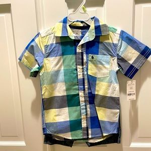 Toddler 2-Piece Plaid Button-Front Shirt & Short Set brand new tags still on 4T